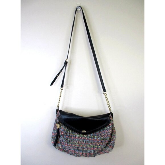 Juicy Couture VINTAGE Y2K Chain Leather Strap Logo CrossBody Bag Tweed Everyday - Picture 1 of 16